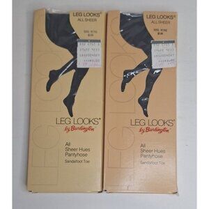 Leg Looks by Burlington Sheer pantyhose Med Long Navy sandalfoot 1982